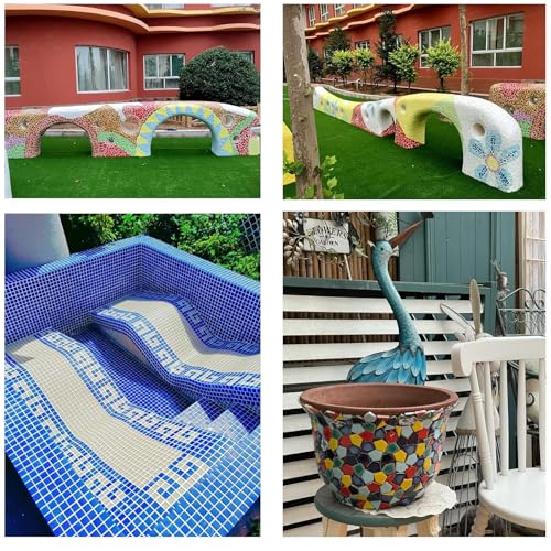 Smanta 50 Pieces White Mosaic Tiles For Crafts 1 Inch Ceramic Tiles Assorted Colors Square Ceramic Mosaic Project Supplies For Photo Frame Mosaic Stepping Stones Bath Old Pool Furniture Decor thumb #2