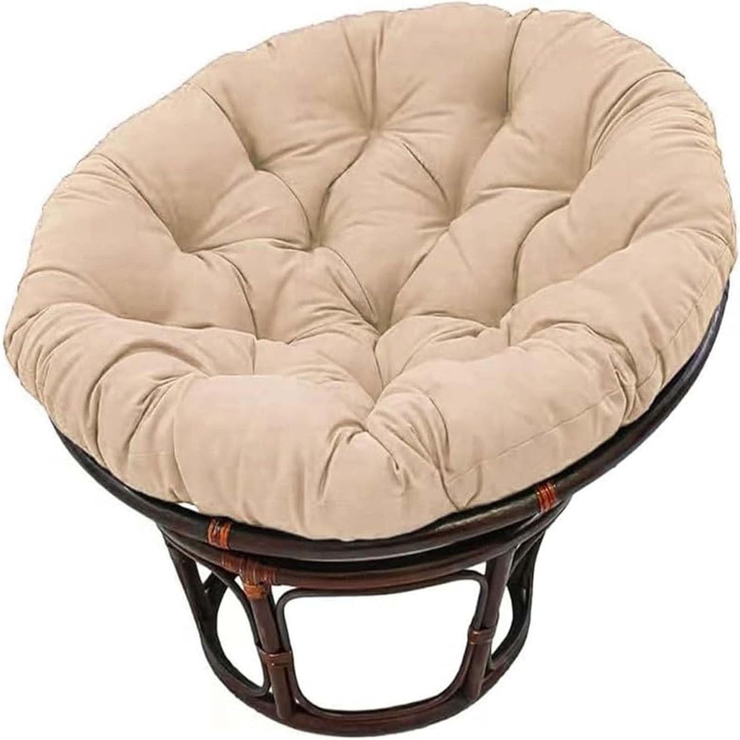 Coussin De Chaise Papasan Extérieur, Coussin De Siège Rond, Coussin De Chaise Confortable, Rempli De Coton, 130x130cm, Kaki
