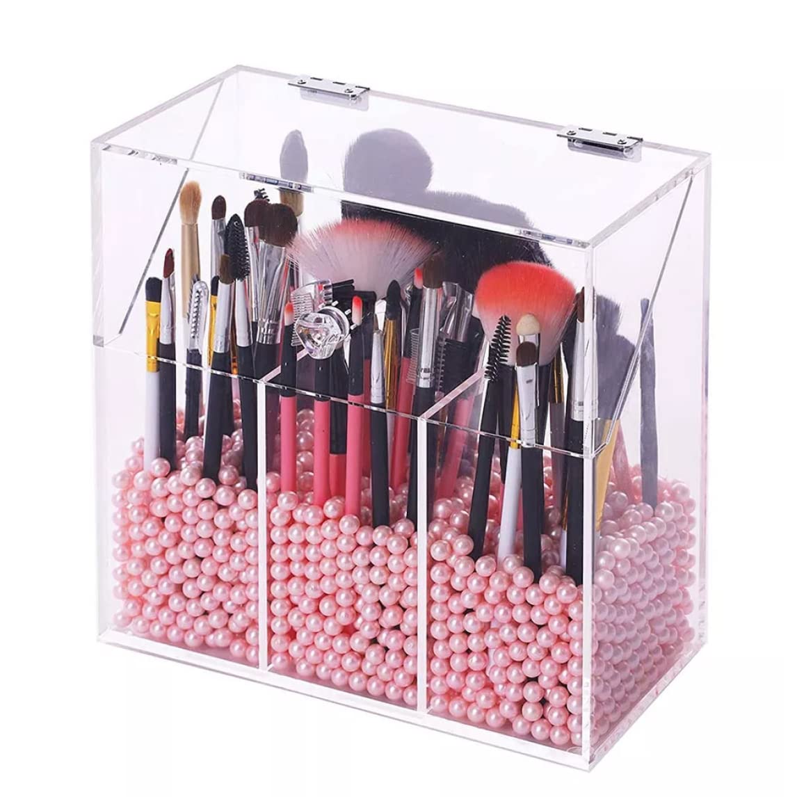 Jorzer Porta del pennello per trucco Porta del pennello cosmetico acrilico con coperchio Clear Cracking Brush Organizer Castolio di stoccaggio della spazzola cosmetica