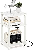 Vista 31 de FURINNO Elegante mesa auxiliar, roble francés gris/negro, paquete de 2 (2-99800GYW)