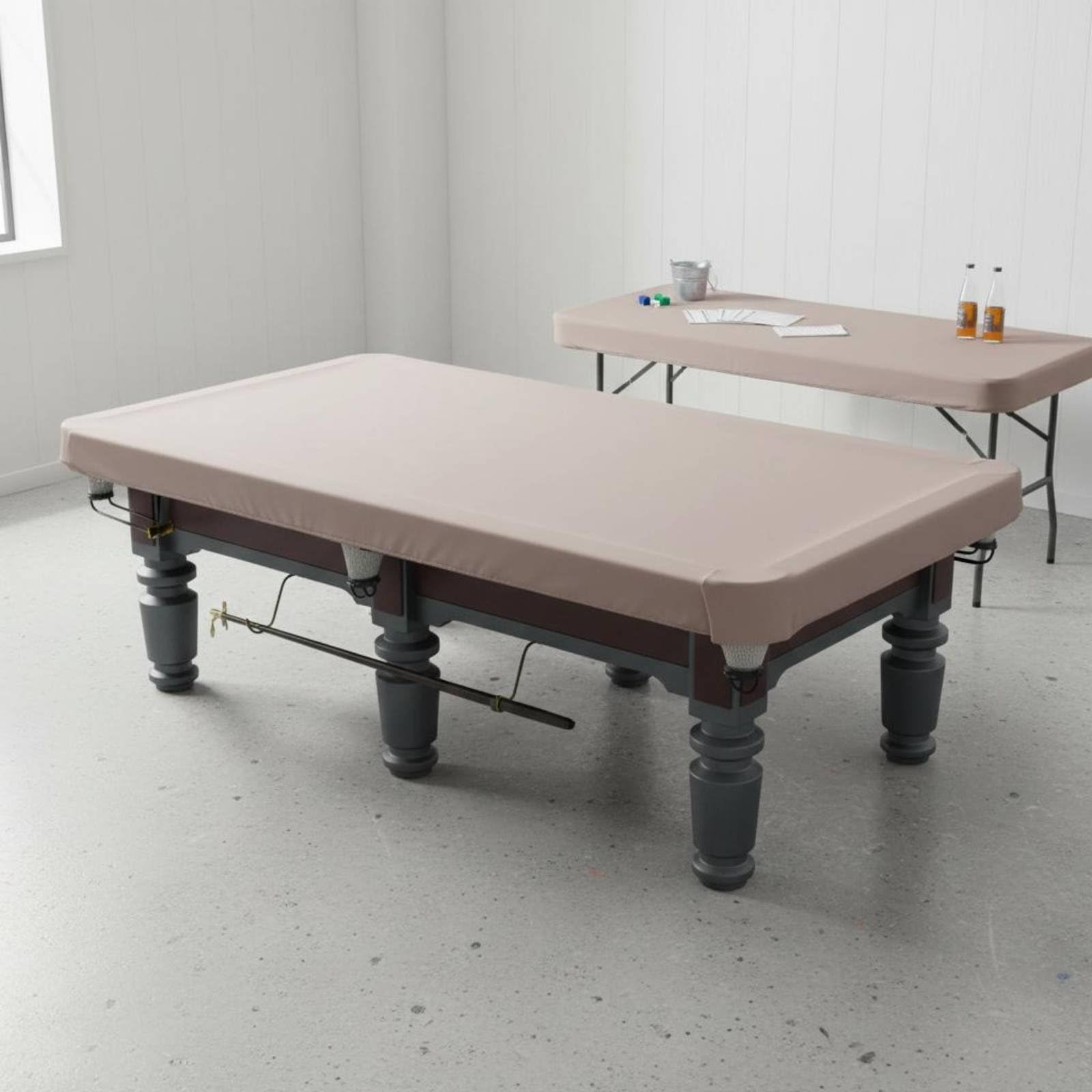 Copertura Tavolo da Gioco Personalizzabile con Copertura Tavolo da Biliardo Antipolvere Copritavolo Elastico per Eventi Promozionali, Beige, Beige, 9 Piedi 145 270 18cm