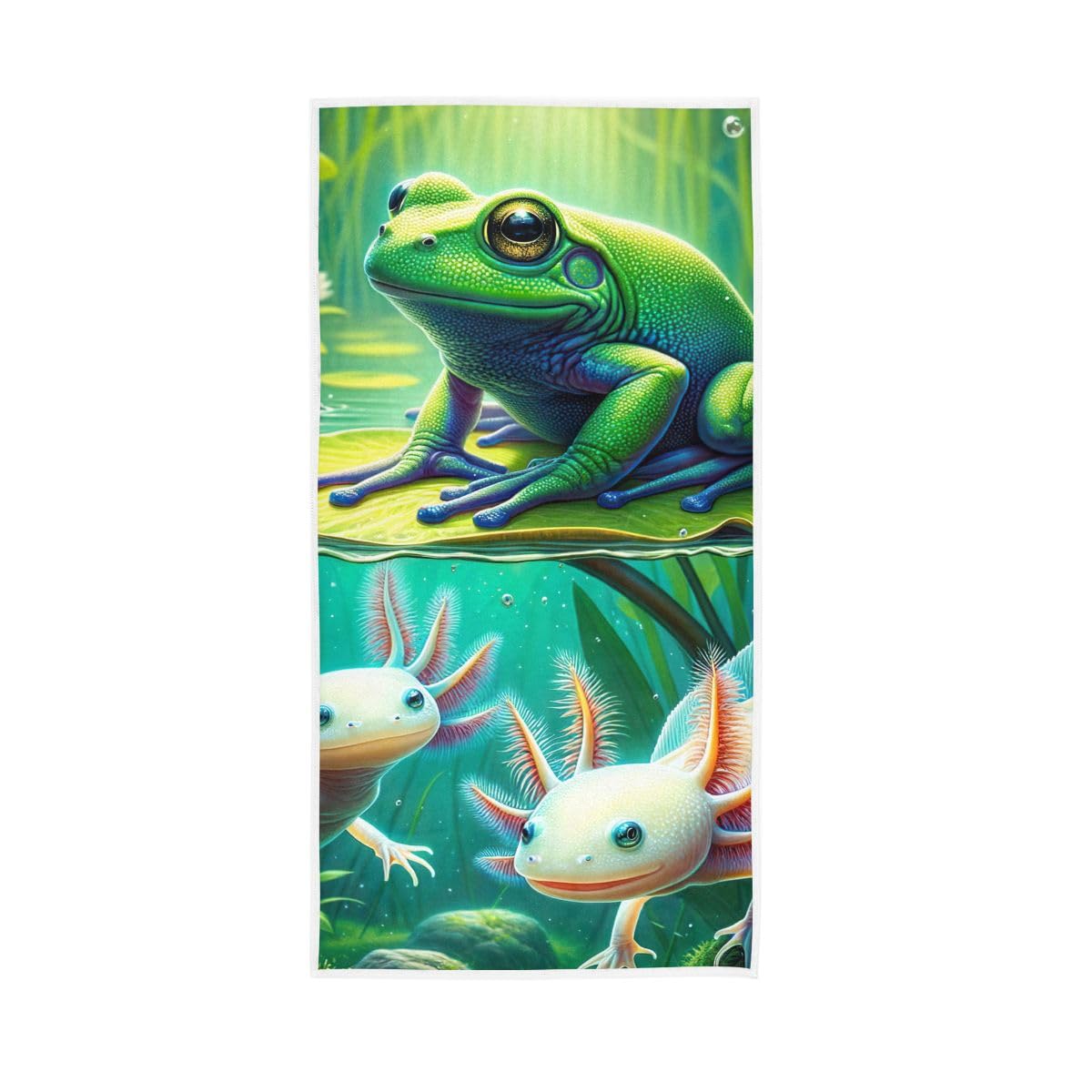 LSRCPD Frog and Axolotls Hand Towels, Multipurpose Shower Towels for Bathroom, Gym, Hotel, Spa 15 x 30 Inches