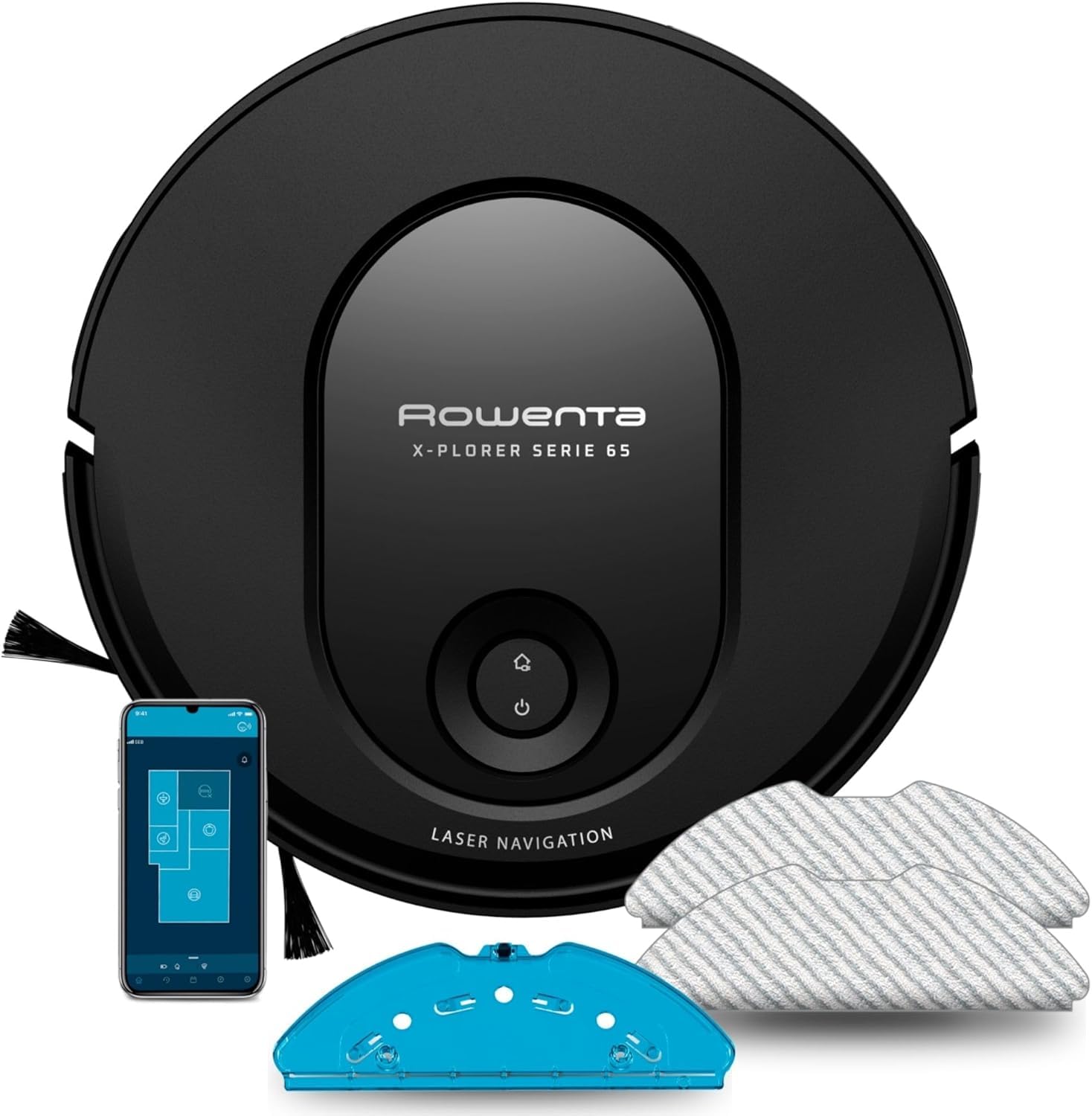 Rowenta X-Plorer Serie 65 - Robot Aspirador, aspira y friega, tecnología láser, Cobertura Total, mapeo Permanente, hasta 168 min autonomía, diseño Muy Plano, Capacidad Subir sobre alfombras, RR8L65