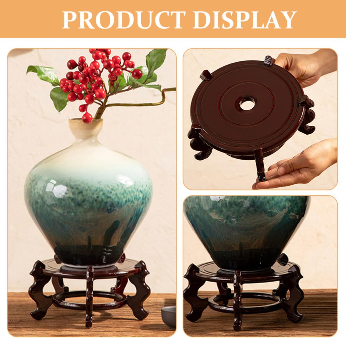 Pedestal para Macetas de Madera Ligero Patas Pequeñas, Soporte Decorativo para Plantas Adecuado para Hogar y Balcón