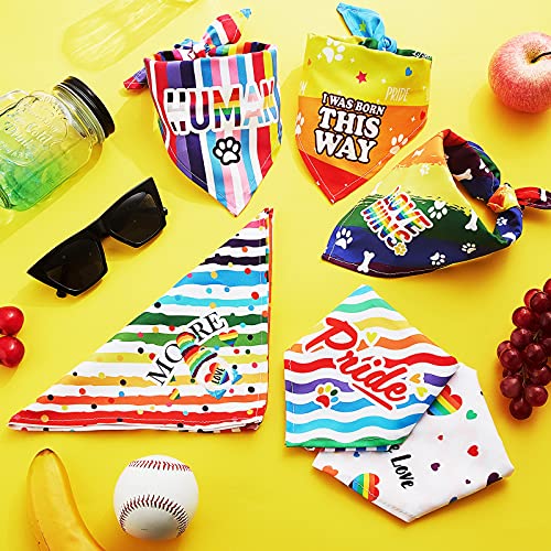 6 Pieces Pride Dog Bandanas Rainbow Pet Bandanas Holiday Dog Bandanas Summer Triangle Scarfs Bibs For Small Medium Large Dogs (Classic Pattern) #TOP3