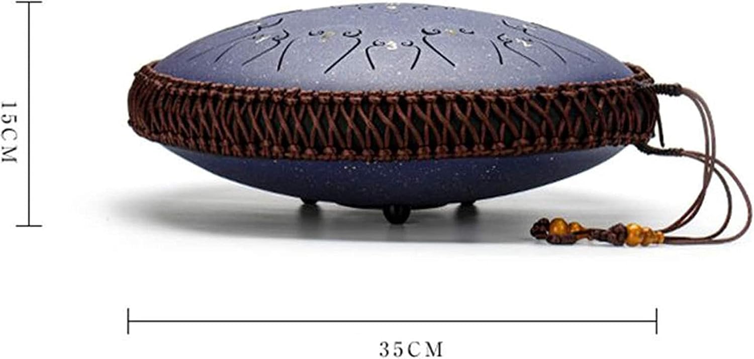 Home Decor 14 Inch Steel Tongue Drum 15 Notes Percussion Instrument Harmonic Tank Chakra Drum for Meditation Yoga Zen Made in USA (Color : Bronze Size: 1