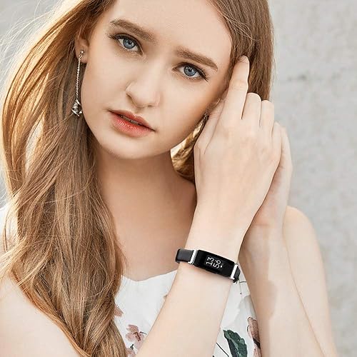 Miniatura 4 de AK Correas de cuero compatibles con Fitbit Inspire HRInspireAce 2 Fitness Tracker Soft Sport Leather Straps Classic Correa de repuesto para mujeres