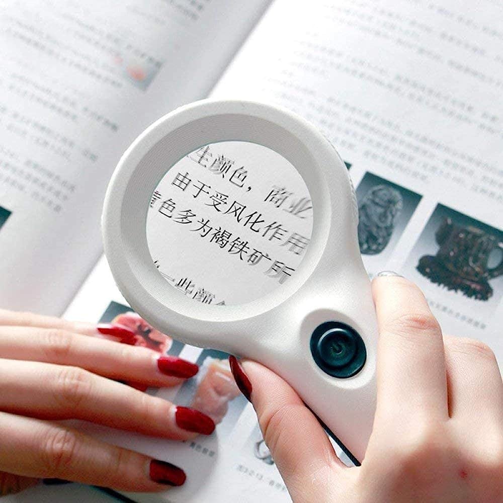 Lupas, lupas LED con Lentes HD 4X, 3X y 8X para Lectura, Manualidades y Reparaciones, / Blanco / 2.5*