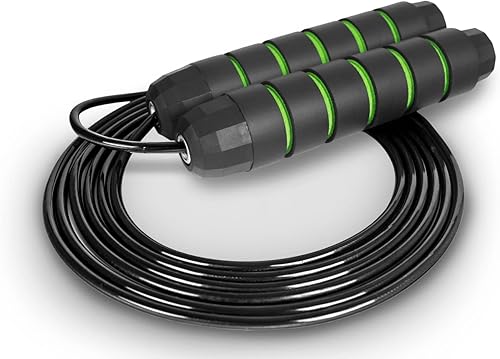 Miniatura 2 de ProsourceFit Cuerda de saltar de velocidad de hasta 8 pies de longitud ajustable para hombres y mujeres, asas de espuma, cuerda ultraligera para