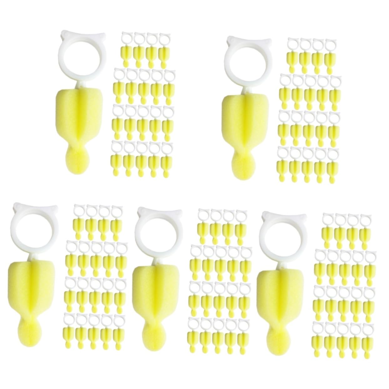 HEMOTON 5 Set Spazzolino Per La Pulizia Del Ciuccio Kit Stendibiberon Rack Di Asciugatura Tappetino Per Asciugare I Biberon Asciugatura Del Biberon Spugne Plastica Yellow 20 Pezzi*5
