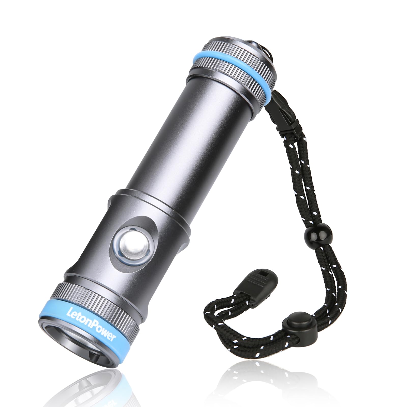 Torcia Subacquea 2200 Lumen, 8° Spot, IP68 100m, Ricarica USB-C, Grigio