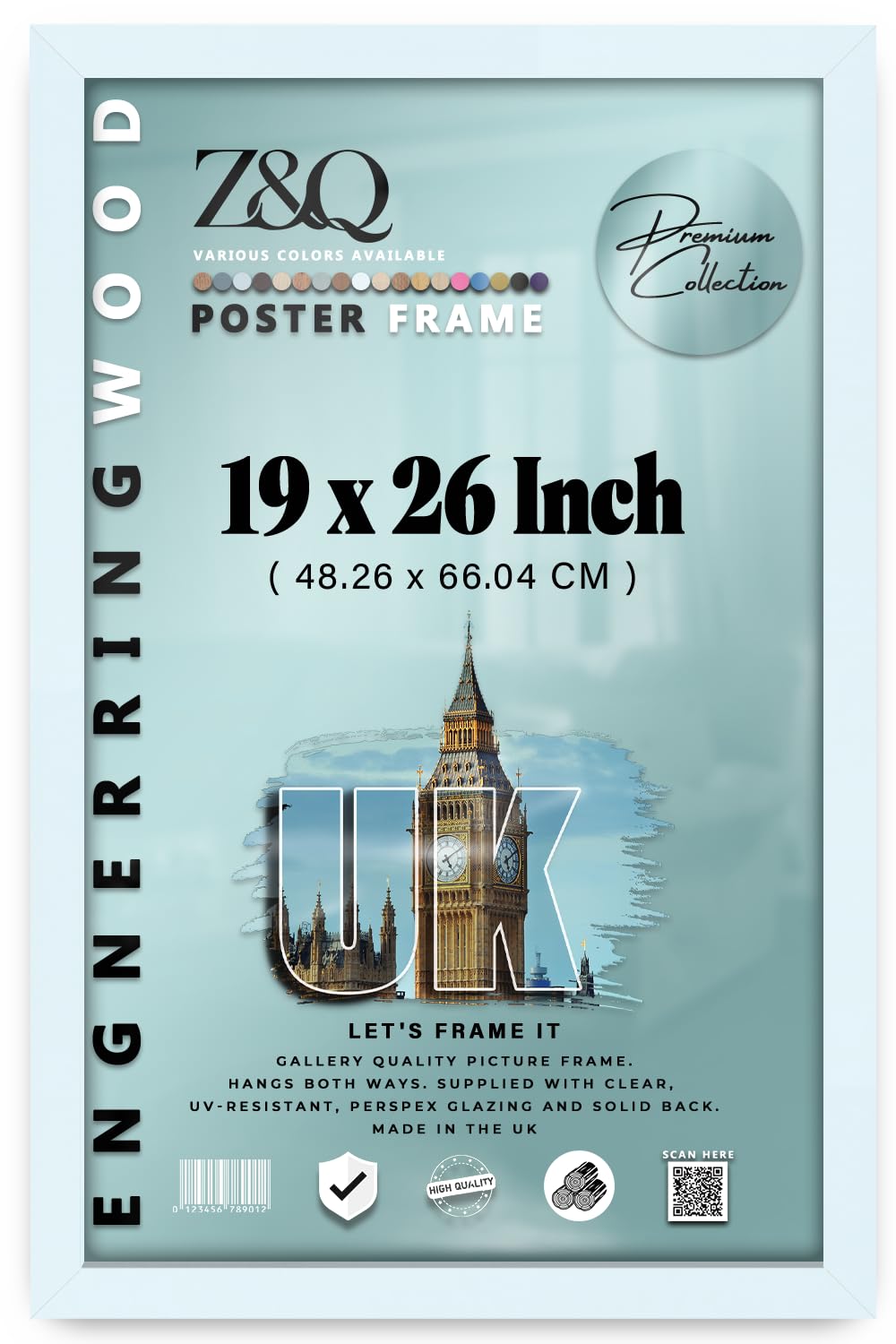 Z&Q White - Flat Durable Mdf Wood 19 X 26 Inch Poster Frame | Stylish Wall Décor (48.26 X 66.04 Cm) For Home Décor, Art, And Wall Gallery [ ]