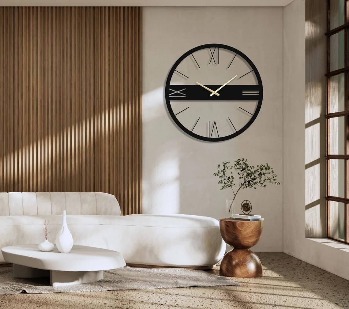 Cartvilla Antique Big Size Hanging Roman Number Watch for Living Room, Bedroom, Office, Decorative Analog Wall Clock for Home Decor (DA-93, 50 CM), Metal, Black-image-23