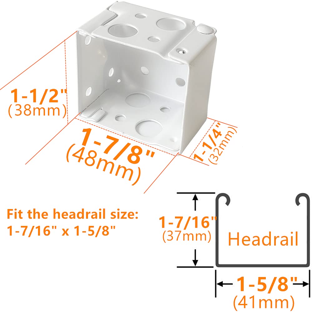 4 pcs Box Mounting Bracket for 1.5inch Blinds White Color Head Track End Cover Holder 2 Sets for Window Venetian Blinds Headrail with APX 1-7/16