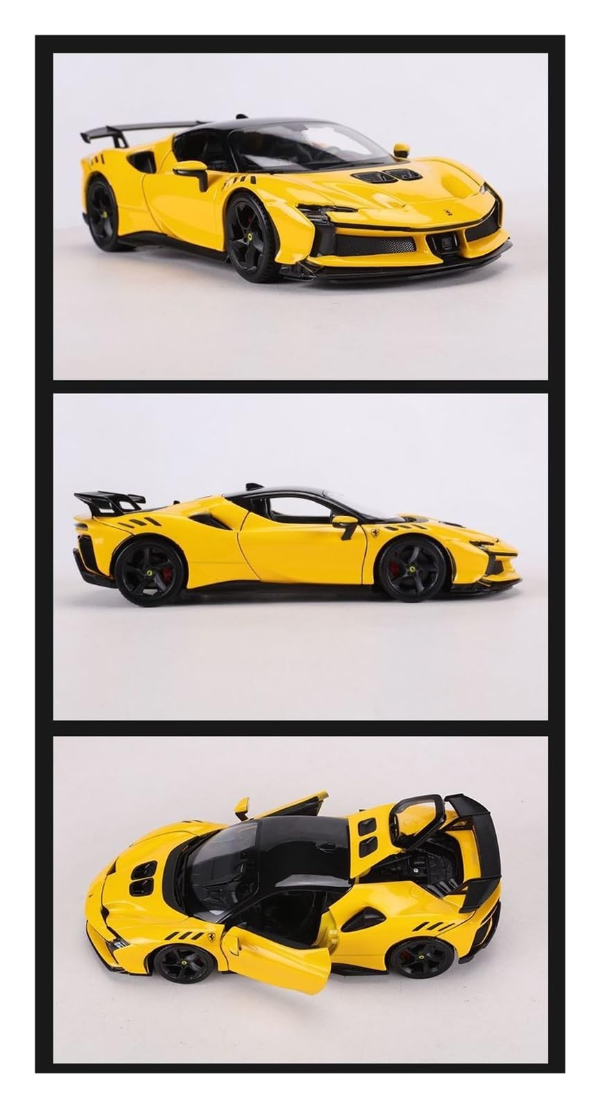 Metallo Scala Replica Ornamenti Per Auto Modello Pressofuso In Metallo Con Apertura Portiera Scala 1 24 Gialla Per Ferrari SF90XX Hobby Veicoli Giochi Set(Yellow)