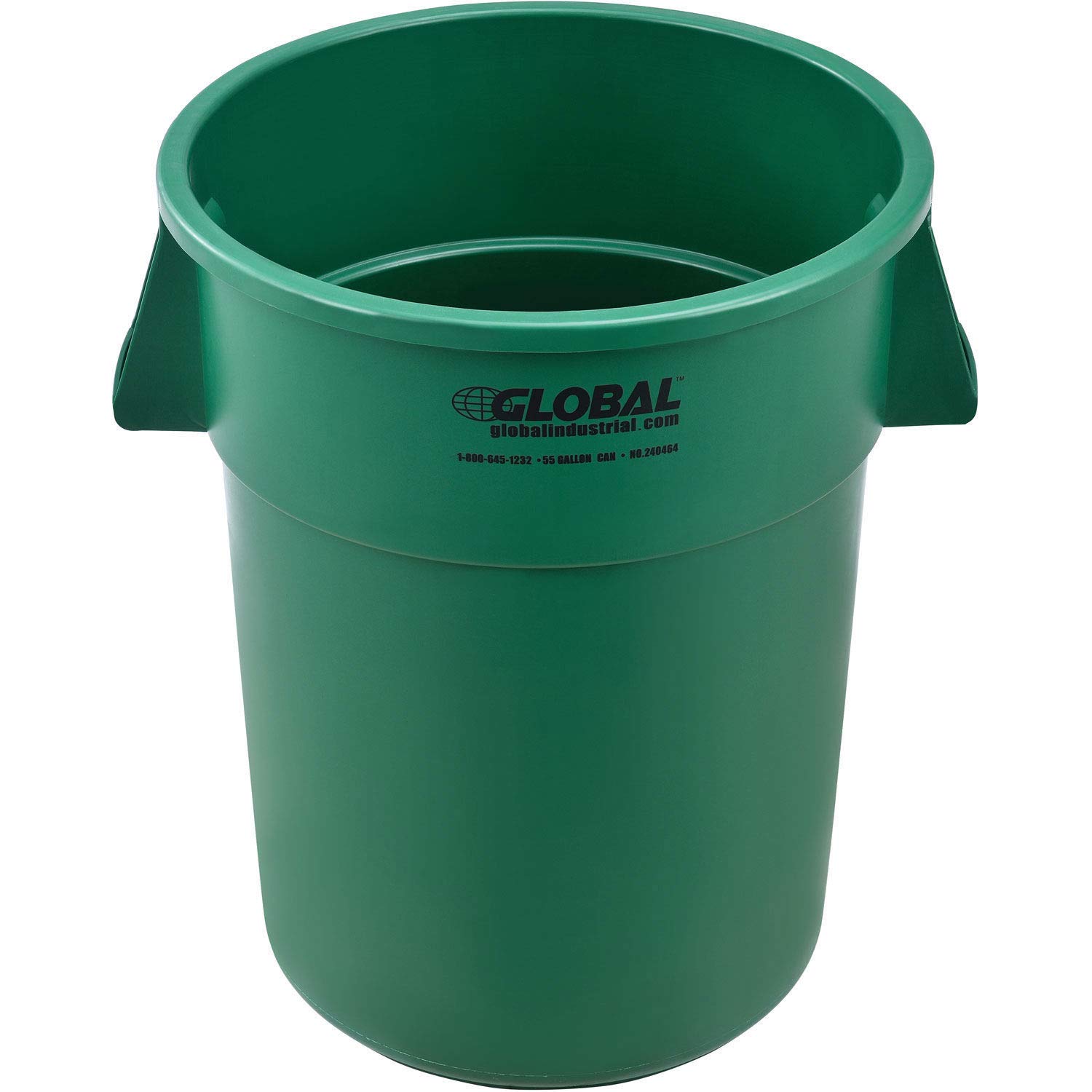 Commercial Round Trash Can by Global Industrial – 55 Gallon, 55.0 gallons, Polyethylene Resin, Green, Model XDW-55GN