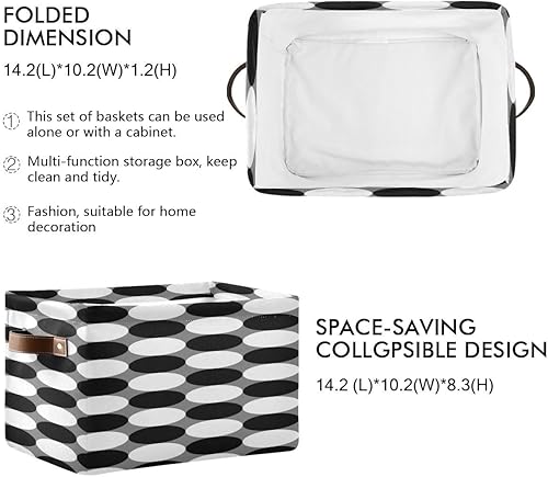 Miniatura 3 de Juego de 2 cubos de almacenamiento plegables con puntos escandinavos en blanco y negro