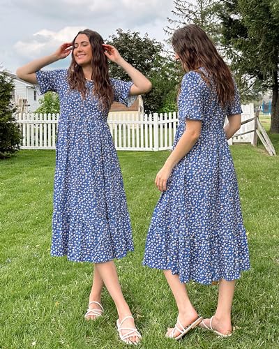 Image of STYLEWORD Womens Summer Casual Short Sleeve Flowy Midi Beach Dress