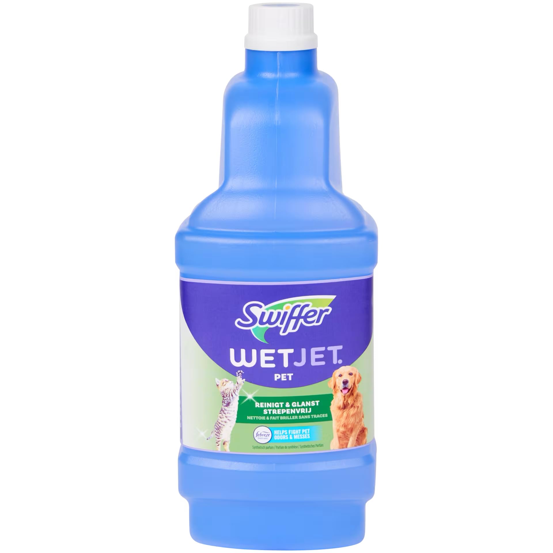Swiffer Wetjet PET 2 x 1,25 l. Solution nettoyante spécialement conçue pour les propriétaires d'animaux