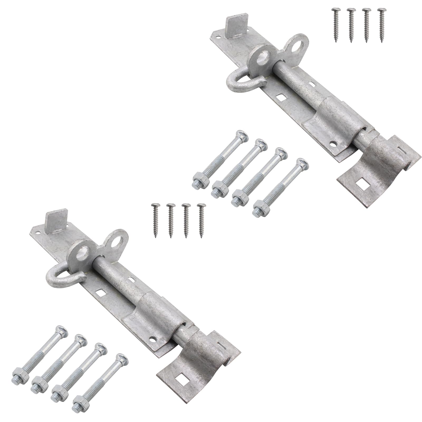 Eai Silver Lockable Sliding Bolt | Brenton Pad Bolt | 150Mm / 6 Inch | Hot Dipped Galvanised | Pack Of 2