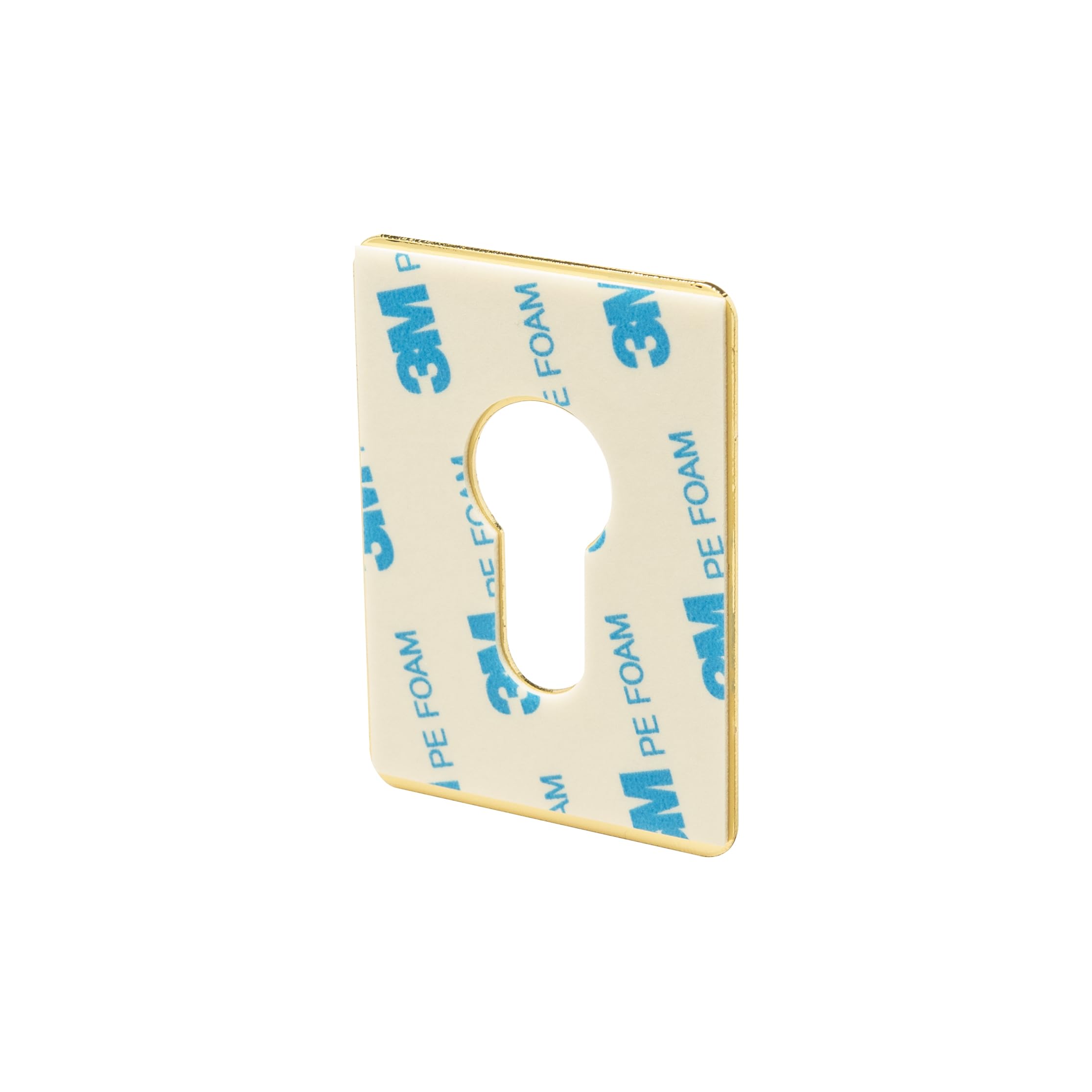 TSS Escudo de Reparación Adhesivo de Cilindro Euro de Latón Pulido, 65mm x 47mm. Cubiertas Autoadhesivas para Llaves de Perfil Euro, Cubierta de Ojo de Cerradura para Cilindro Euro, Placa de Puerta