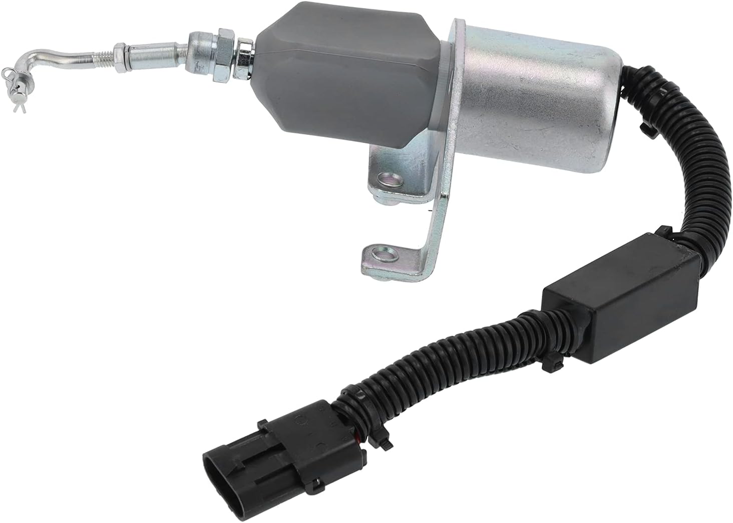 WALFRONT Electric Fuel Shut Off Solenoid, Sturdy Steel Flameout Valve, 24V Compatible with for Excavator Applications