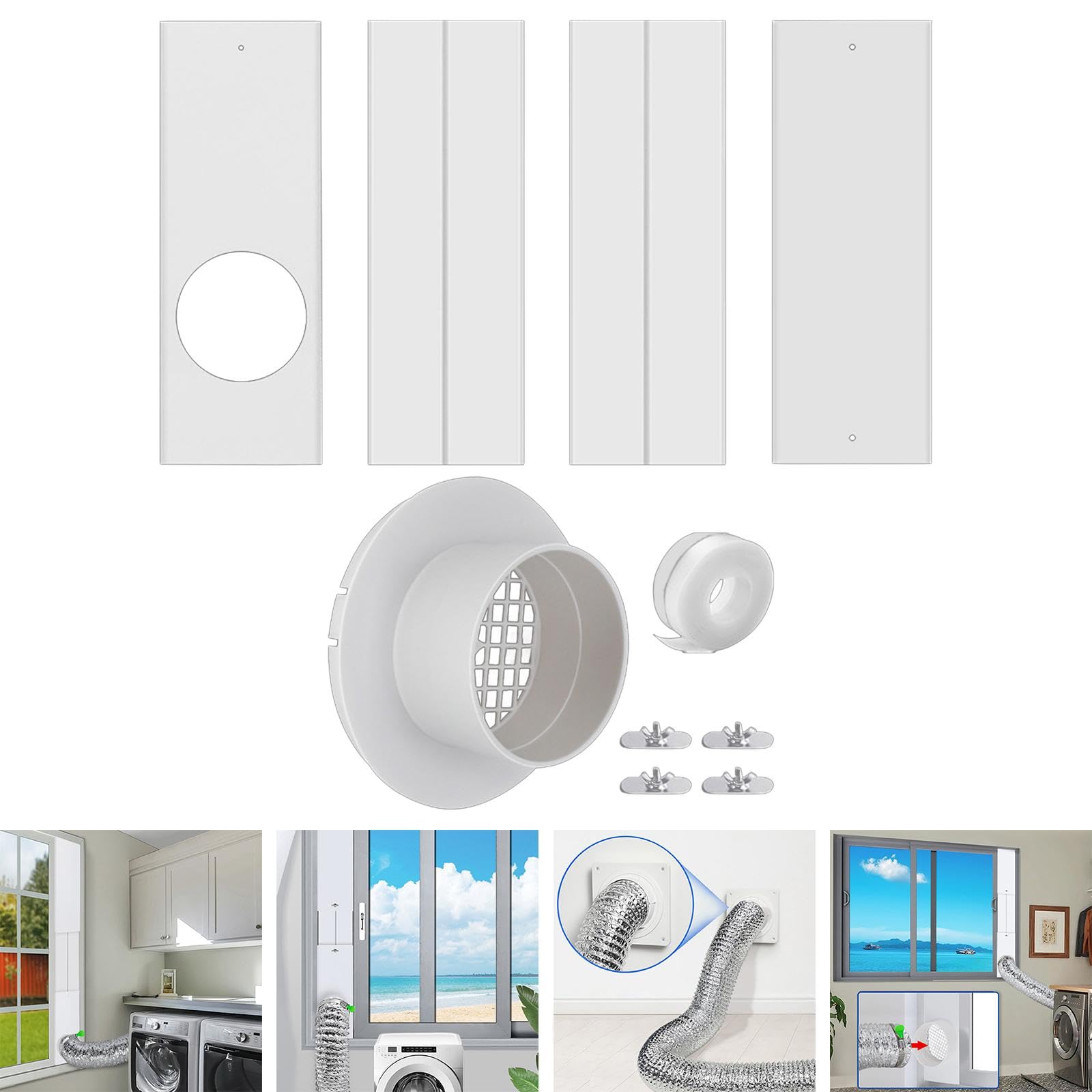 Kits de Placas de Sellado para Unidades de Aire Acondicionado Portátiles, Ventanas Correderas Y Ventanas Batientes, 4 Pulgadas 10 Uds.
