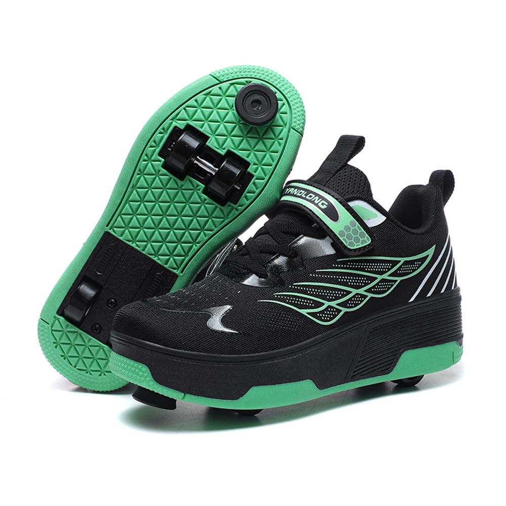 HUSKSWARE Zapatos Deportivos Patines de 4 Ruedas con Freno de pie, Negro Rosa, 29-40 EU