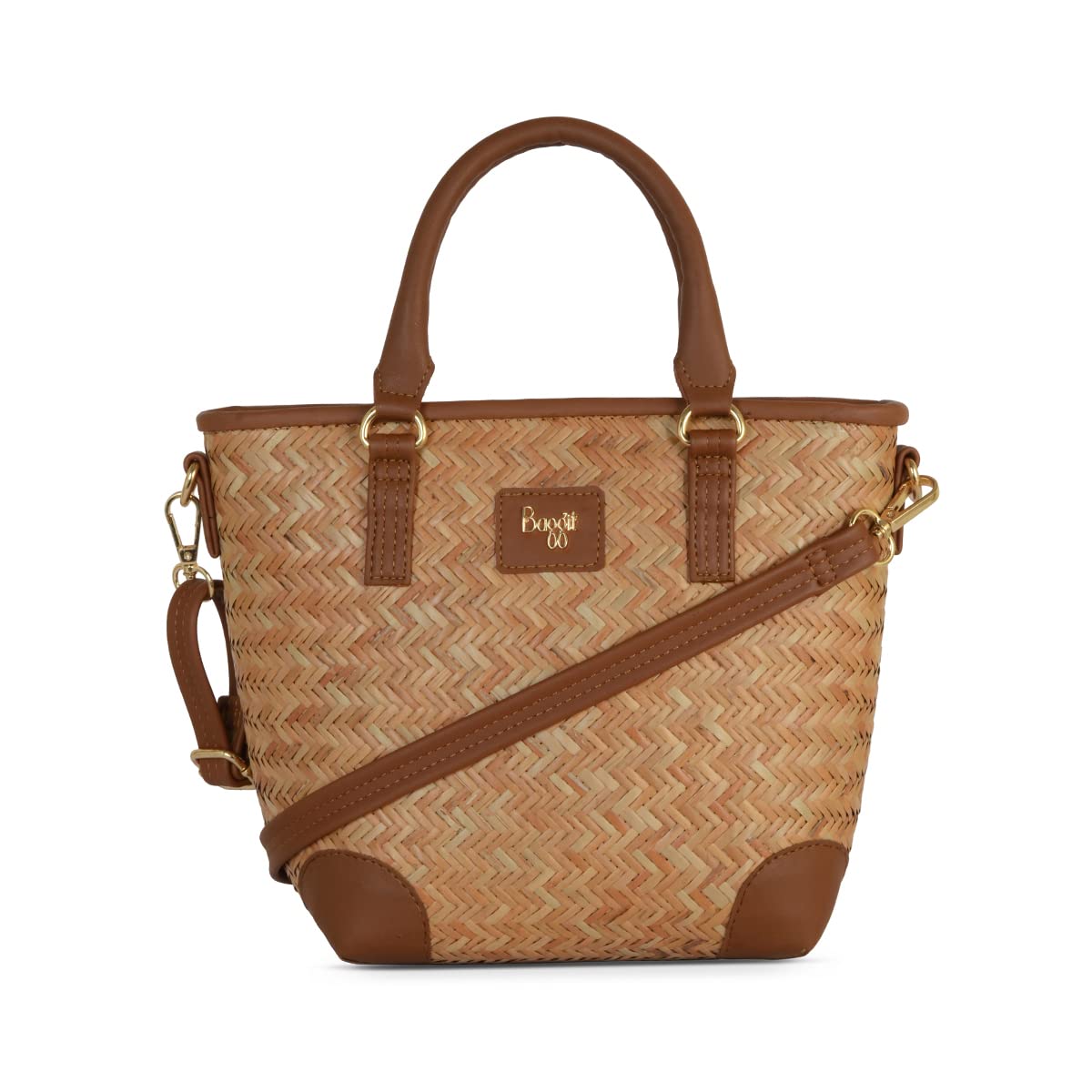 Baggit Women Tan Satchel Handbag Medium Size | Ladies Stylish Casual Purse Bag (B09F9WFY4T) Amazon Price History, Amazon Price Tracker