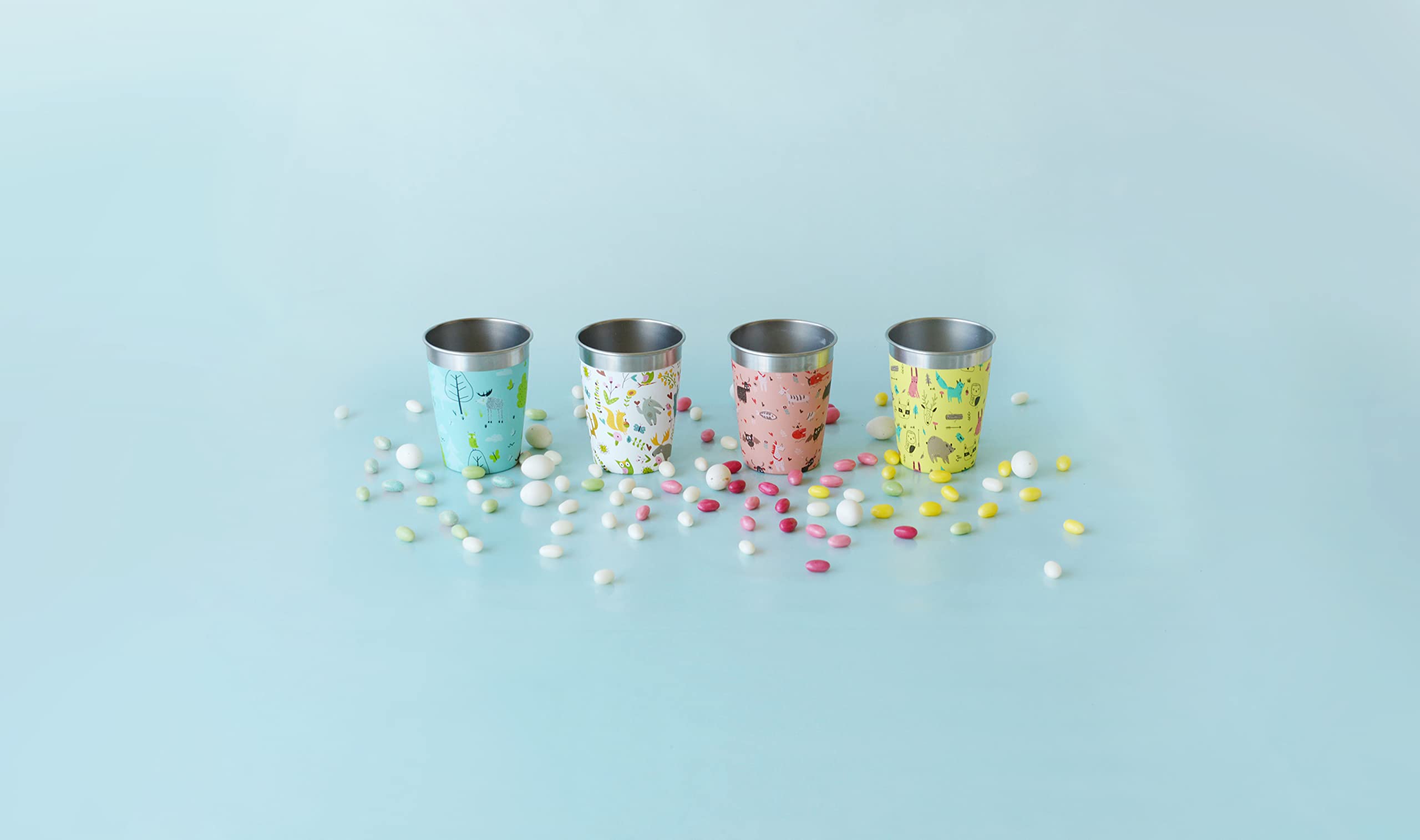 Sigg Set de Gobelets pour Enfant (4 x 0,35 L), Gobelets Réutilisables au Design Coloré pour Filles et Garçons, Verres pour Enfants à Utiliser à la Maison et en Extérieur