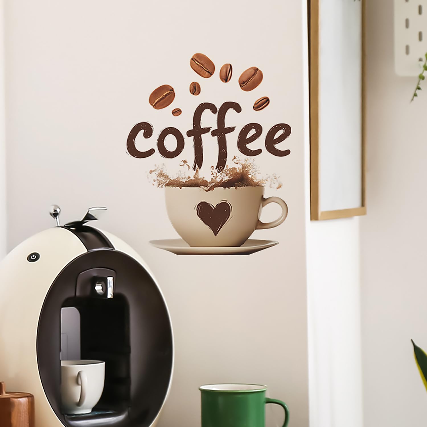 Photo 1 of [MAJOR DAMAGE] 2 Sheets Coffee Cup Wall Decals Removable Coffee Peel and Stick Wall Stickers for Kitchen Vinyl Waterproof Wall Decor for for Home Cafe Shop Bar Pub Office Decorations