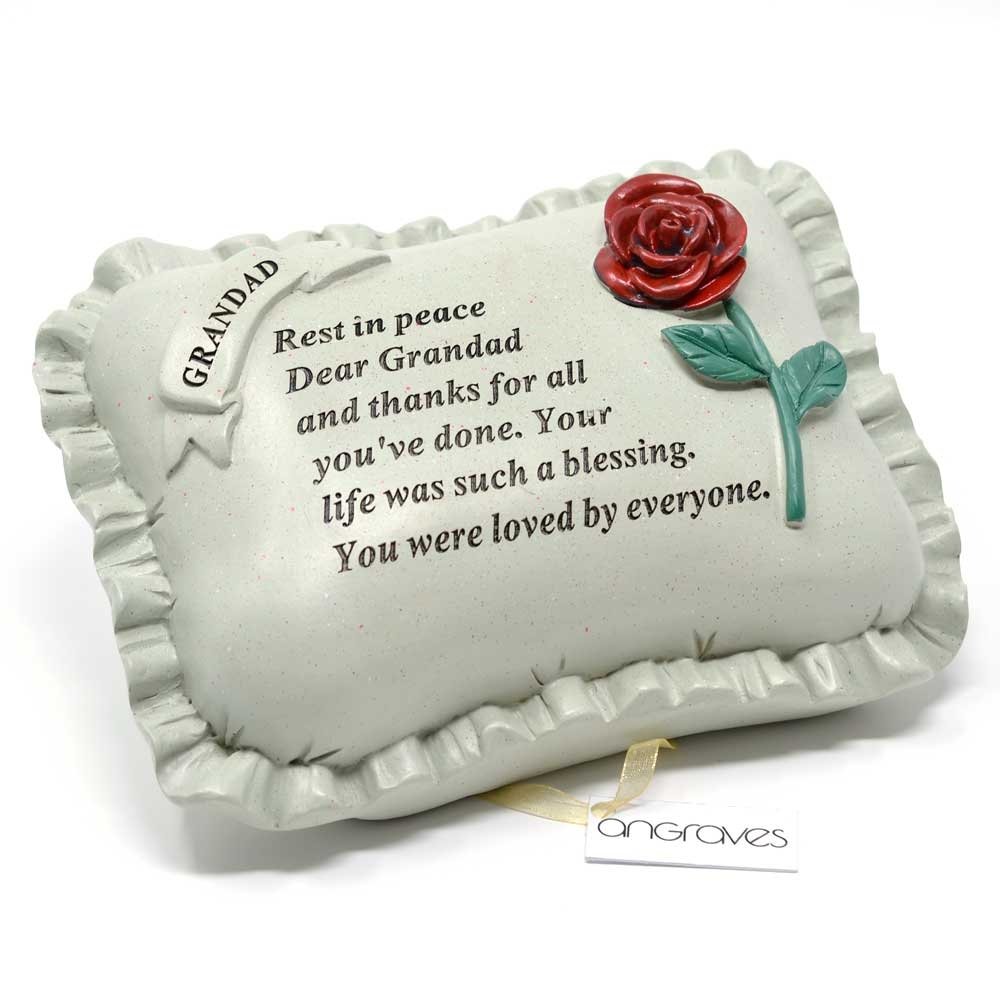 Angraves Special Grandad With Rose Pillow Graveside Ornament Memorial Plaque
