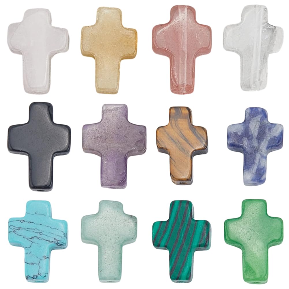 Perles de croix en pierre de Pâques 12 couleurs SUNNYCLUE pour chapelet