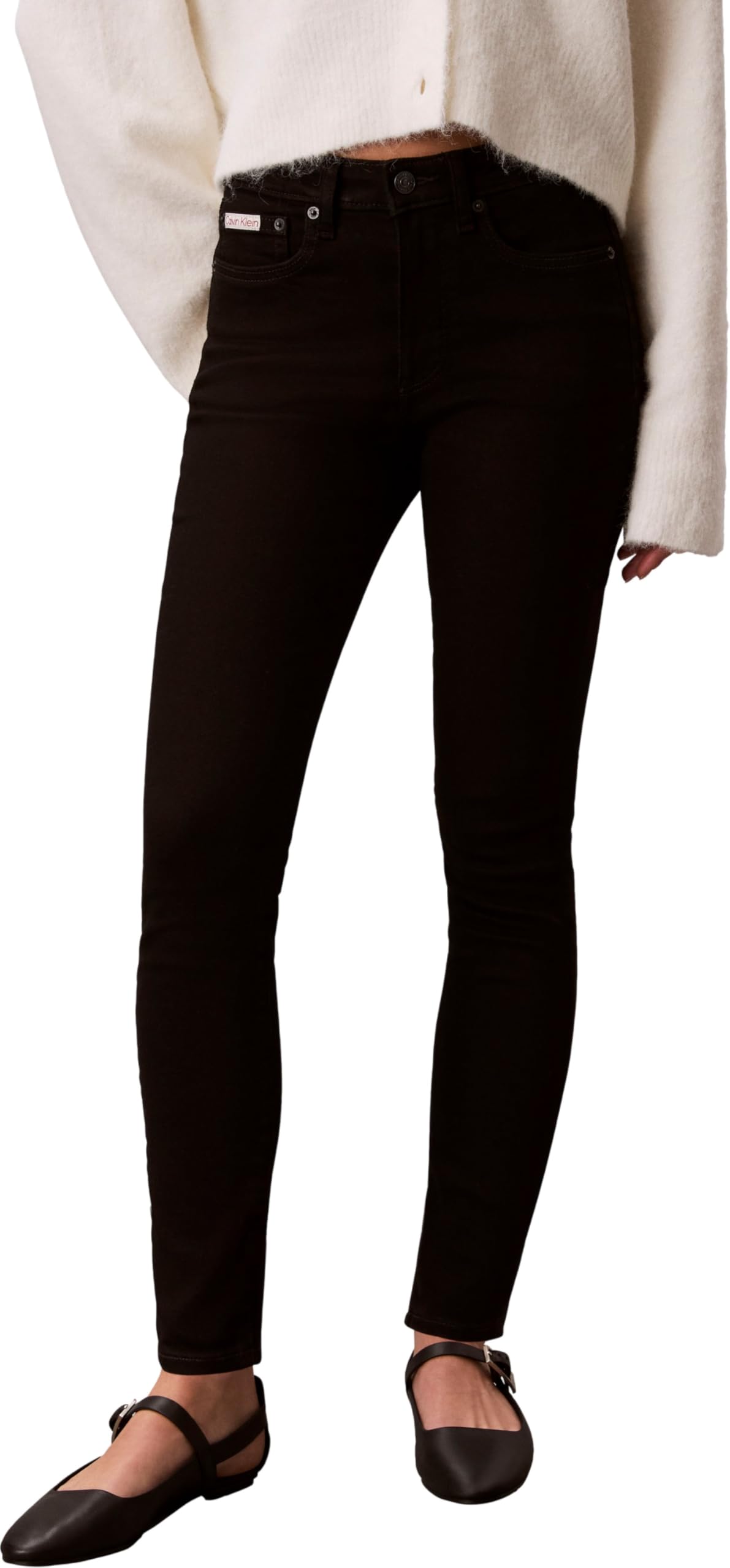 Calvin Klein Vaqueros Mujer Skinny Classic Black Talle Medio