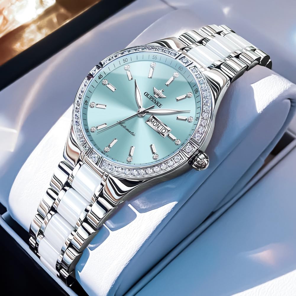 OUPINKE Women’s Automatic Watch Rose Gold Diamond Dial Luxury Elegant Wristwatch Sapphire Crystal Luminous Waterproof - Image 7