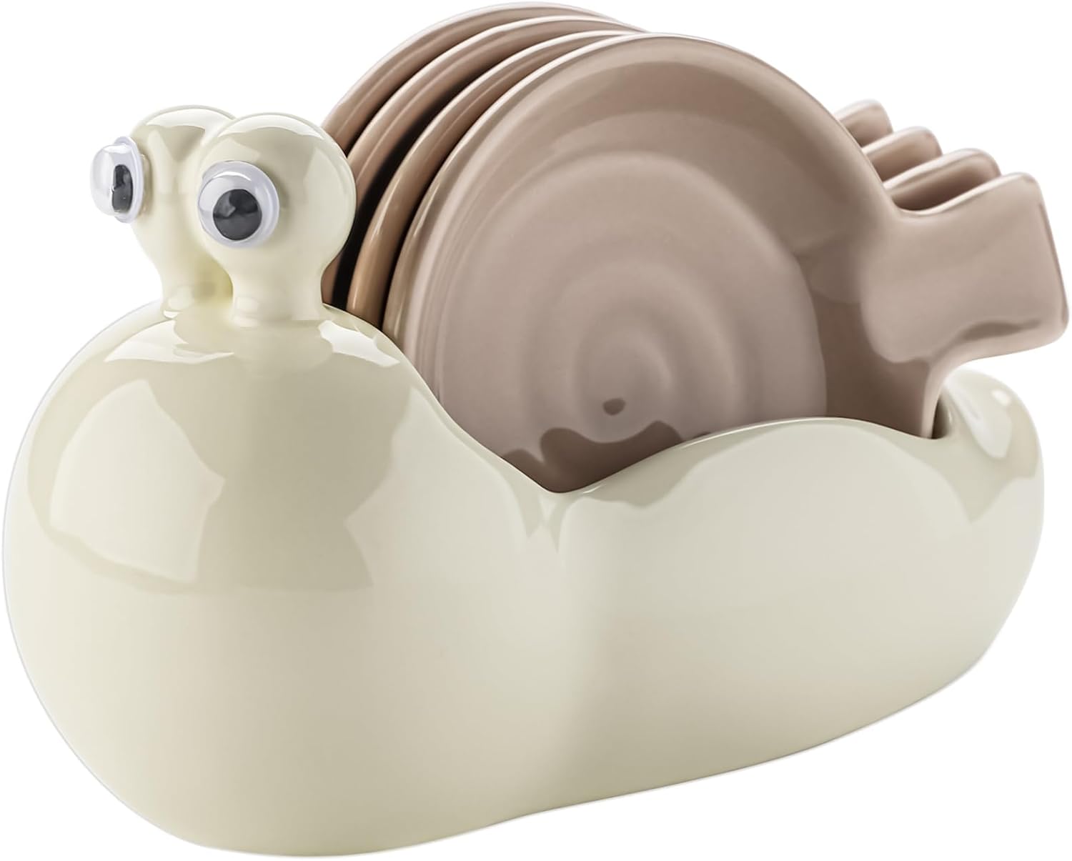 Cute Spoon Rest for Stove Top with Holder Ceramic Spoon Holder for Kitchen Counter Set of 4 (white)