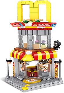 Building Blocks City Street View Building Toy 3D Toy Blocks DIY Bricks Toys Building Set Unique Home Decor, Birthday Compatible with Lego Blocks Building Set (Burger Shop)