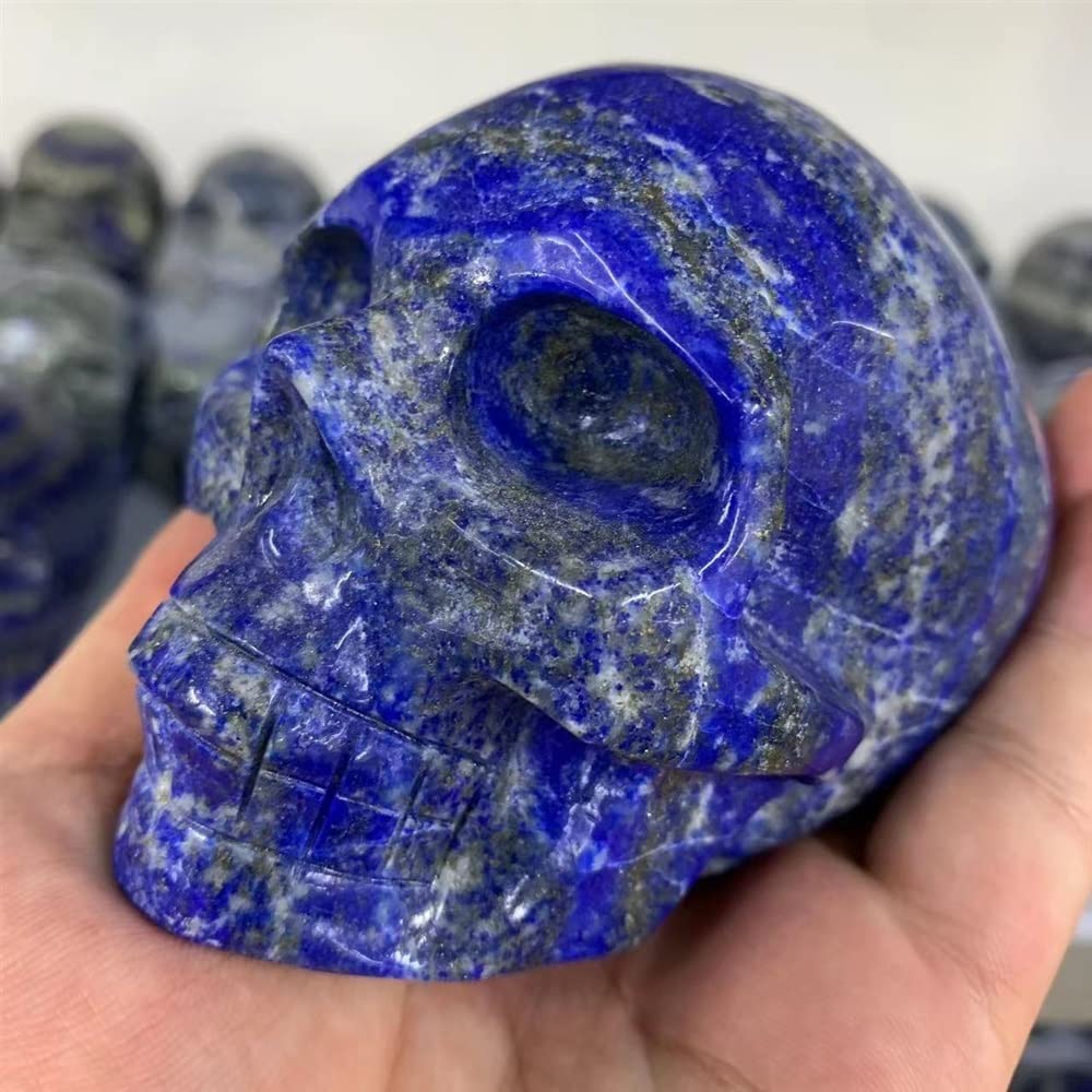 meditación en casa Hermosa Piedra lapislázuli Natural Hueso espíritu meditación Piedra hechicería Calavera Piedra Feng Shui Cristal Adornos for el hogar (Size : 600-700g)