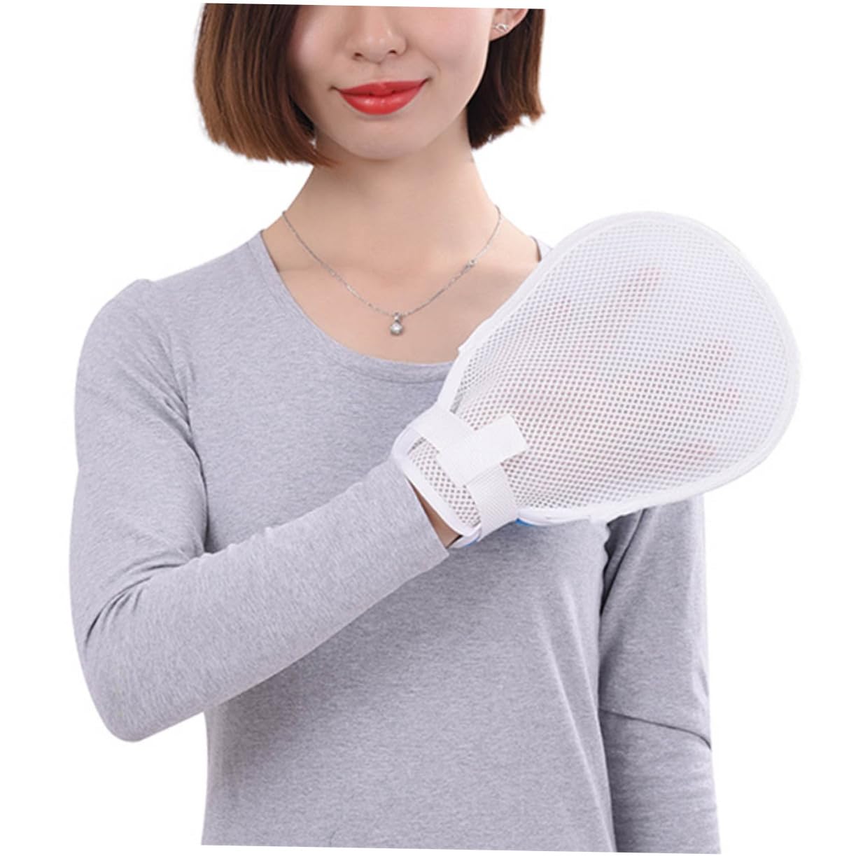 2 Peças Luvas de Controle de Dano para Prevenir Lesões nos Dedos – Protetores de Mãos Confortáveis e Almofadados para Idosos e Pacientes em Azul