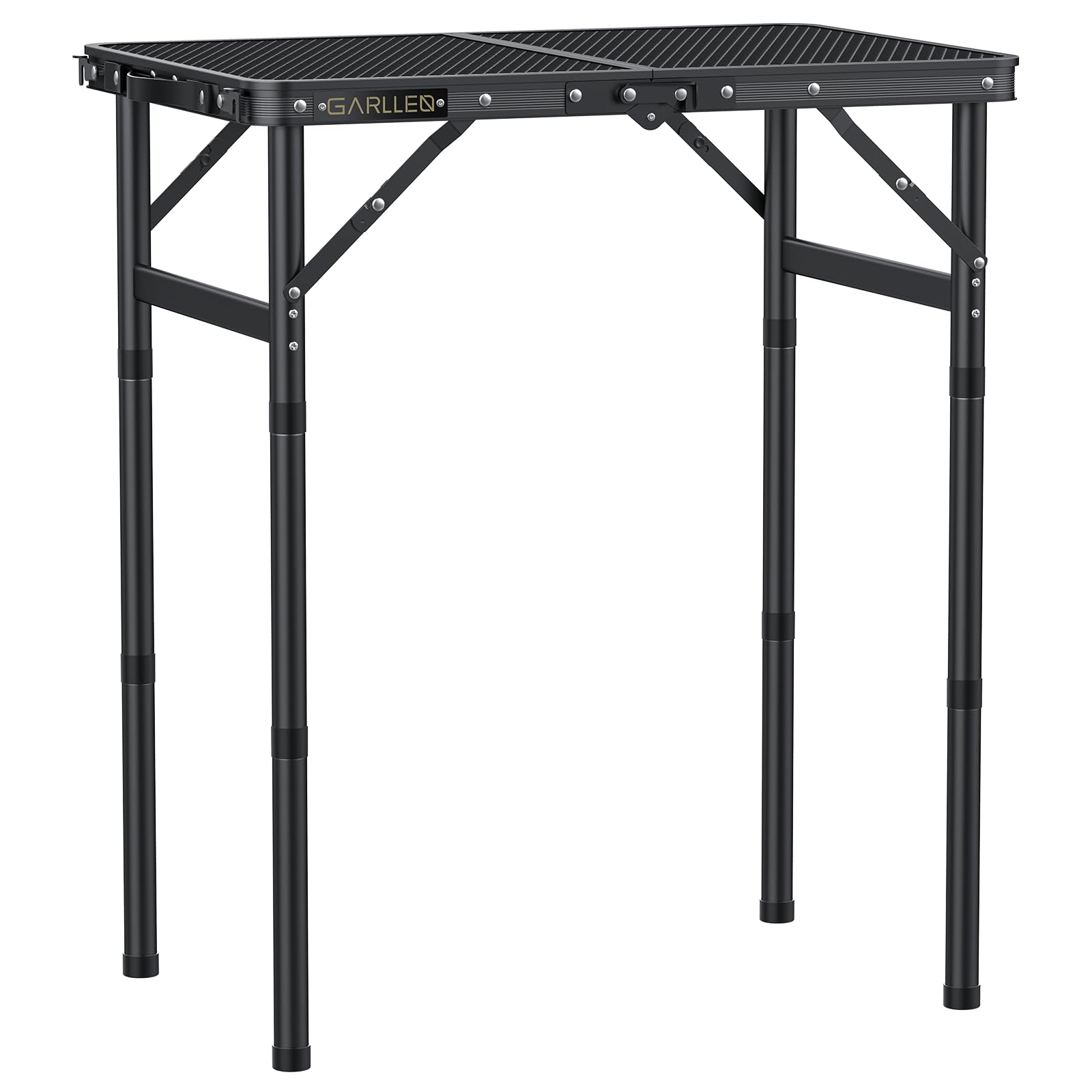 GARLLEN Grilltisch klappbar, 58x40cm & 3 Höhenverstellbar(26/48/70cm), Leicht und Tragbar, Klapptisch Campingtisch Beistelltisch Gartentisch Picknicktisch Kleiner Grill Tisch für Camping(2-Fach)