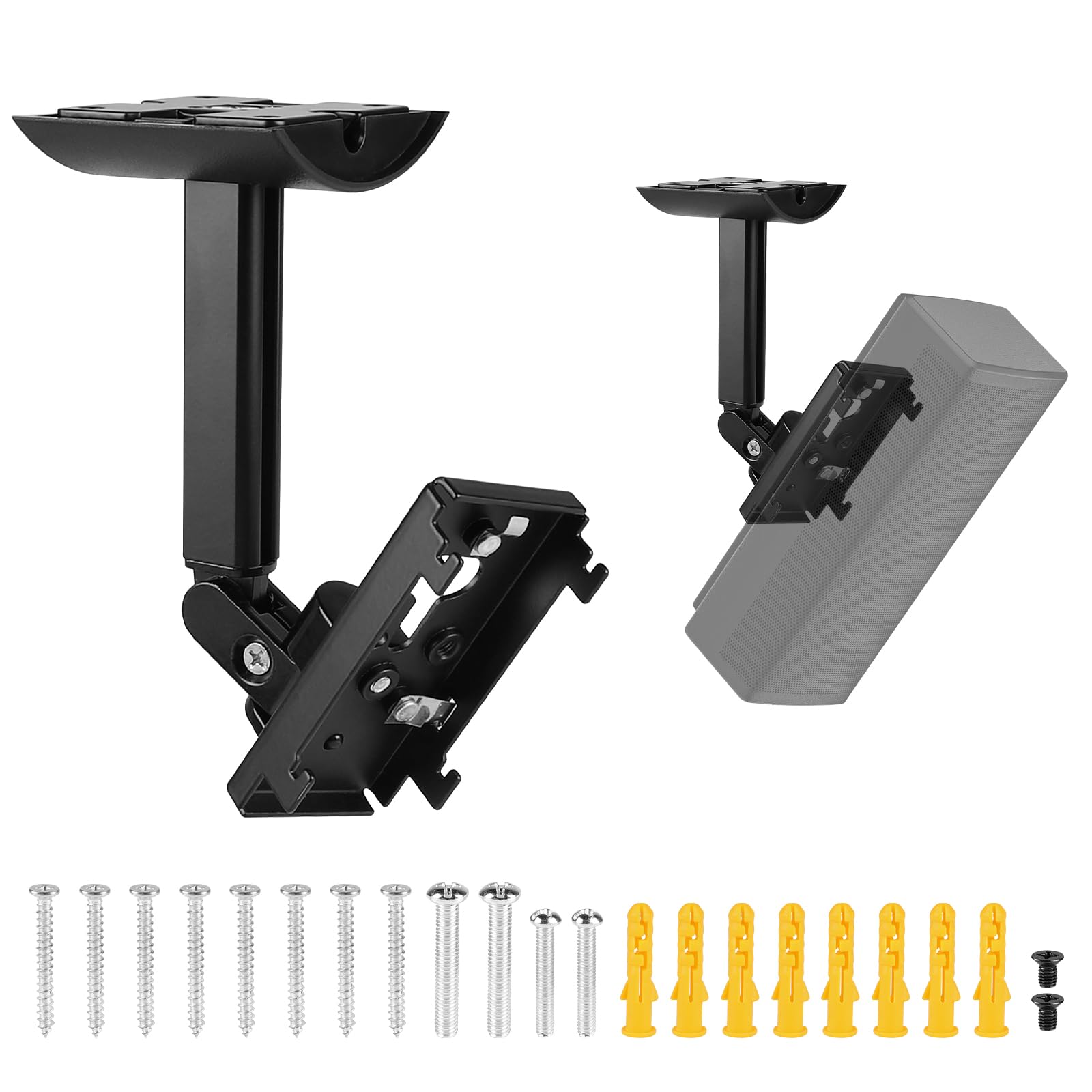 Lot de 2 Supports d'enceinte (Mur/Plafond) Support Mural pour Enceinte, Bras réglable et Angle Ajustable pour séries Bose UB-20, UB-20 Series II, WB-50 II, Lifestyle et SoundTouch (Noir)