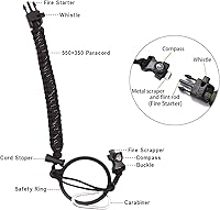 Vista 5 de Wongeto Mango de paracaídas, correa de supervivencia con anillo de seguridad y mosquetón, compatible con botellas de agua de boca ancha Hydro Flask