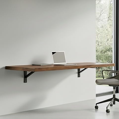 Wall Mounted Folding Table, 48x16 inches, Brown