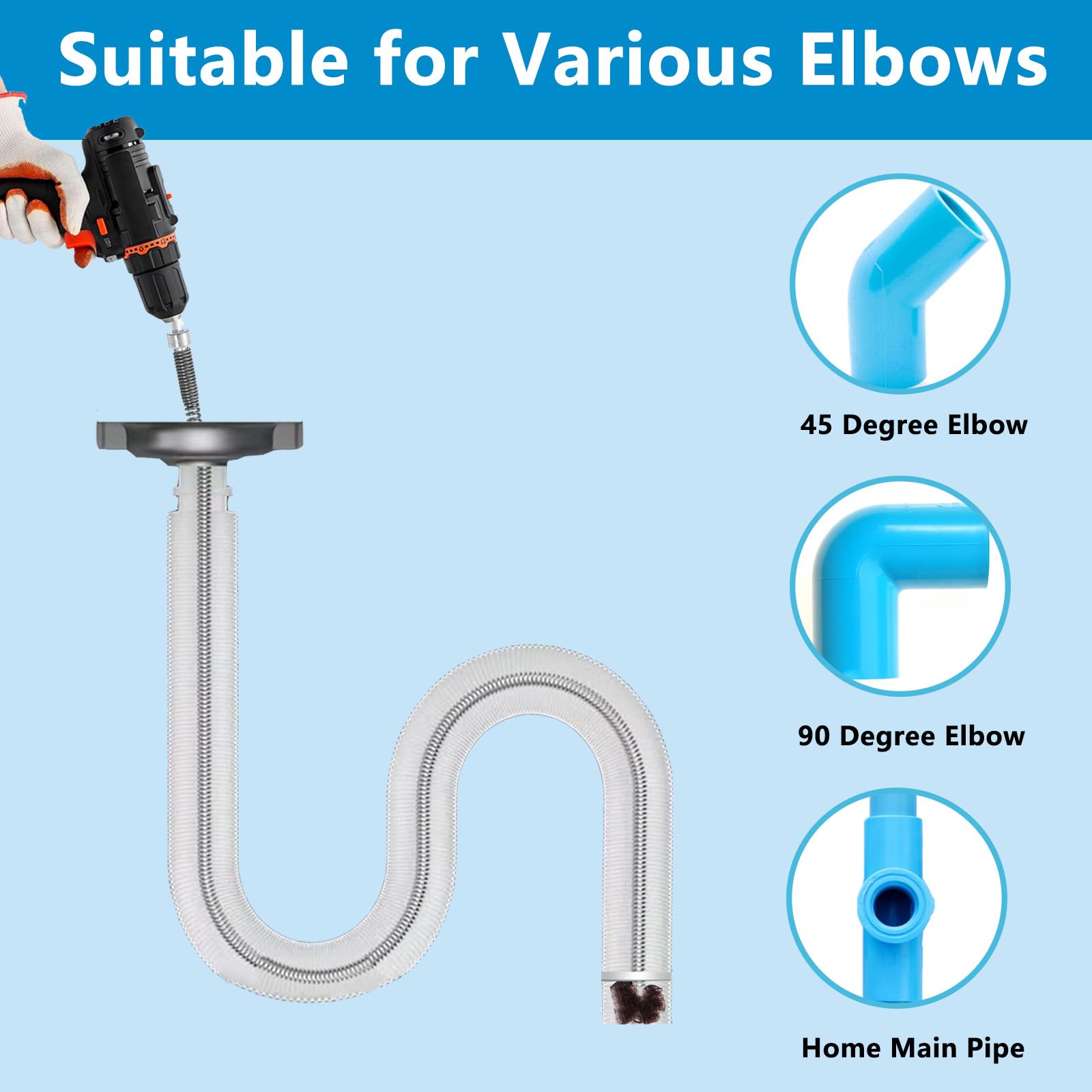 Tradetop Drain Snake, Spring Drain Clog Remover with Electric