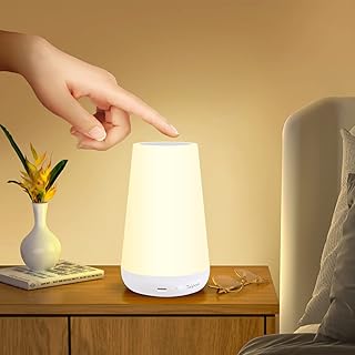 Taipow Lámpara de Mesita de Noche, Luz Bebe Nocturna Infantil con Control Remoto y Tactil, Lamparas Colores Regulable LED para Dormitorio, Niños, Habitación - Blanco