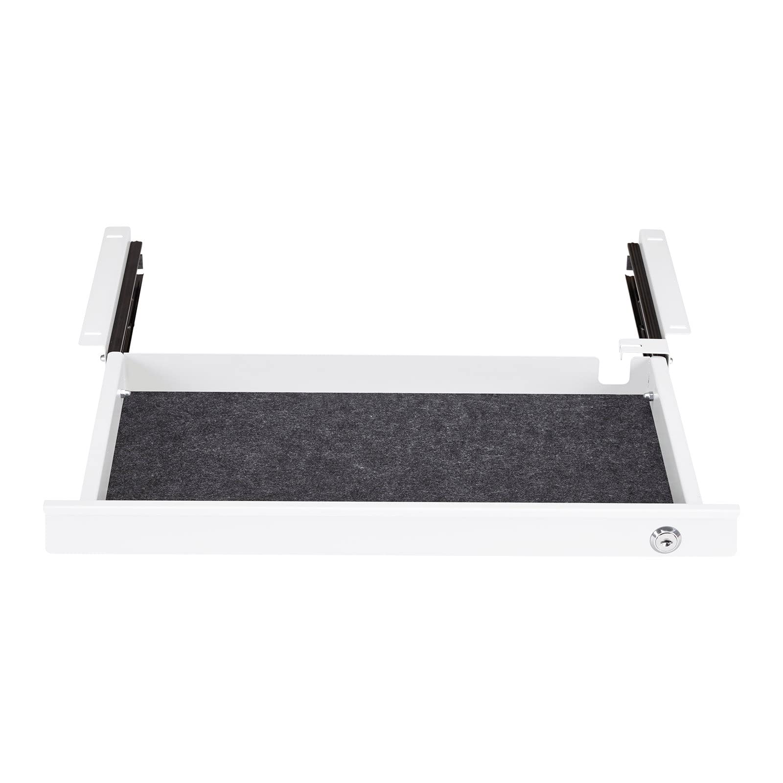 SOTECH Cajón bajo escritorio blanco con cerradura (500 x 265 x 45 mm) Cajón de escritorio con guías interiores separables