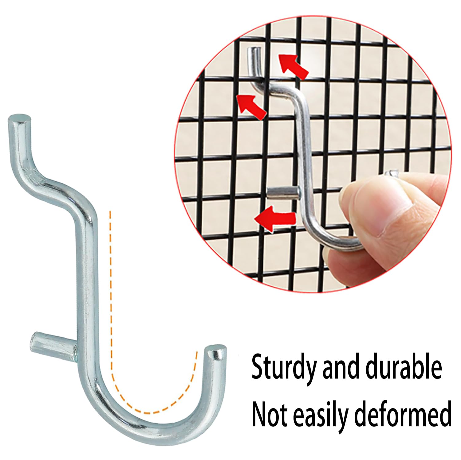 ZZLZX 10PCS Wall Display Combination Pegboard Hook Metal Pegboard J Hook Silver Stainless Steel Pegboard Wall Display Hook Suitable for Hanging Jewellery and Kitchenware and Craft