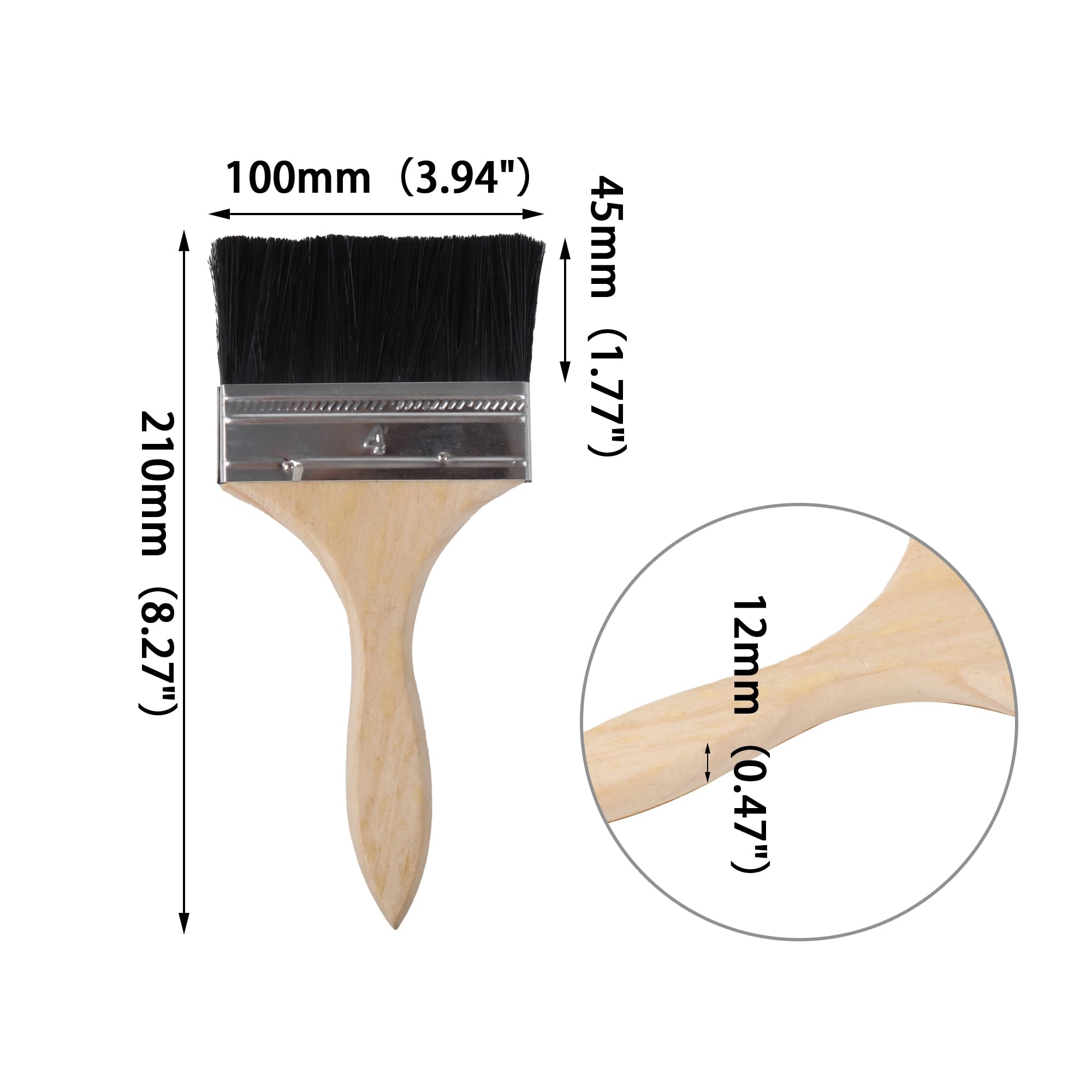 Black Brush - Mango de madera fina natural para herramientas de pintura artística, 4 pulgadas, paquete de 25