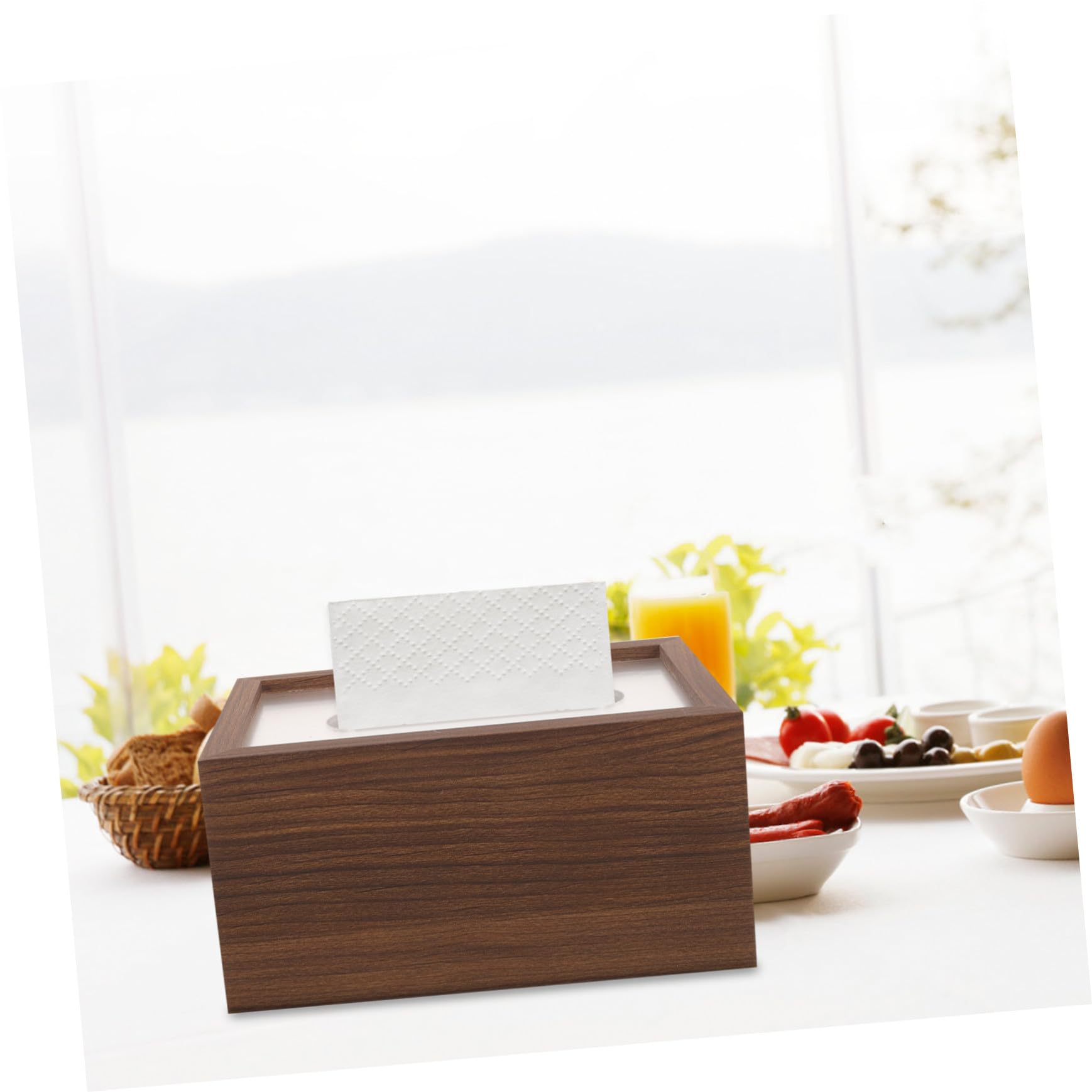 TOYANDONA Vintage Taschentuchbox Walnuss Holzdesign Großer Taschentuchspender für Wohnzimmer und Bad Kompakter Serviettenhalter mit Praktischem Stauraum