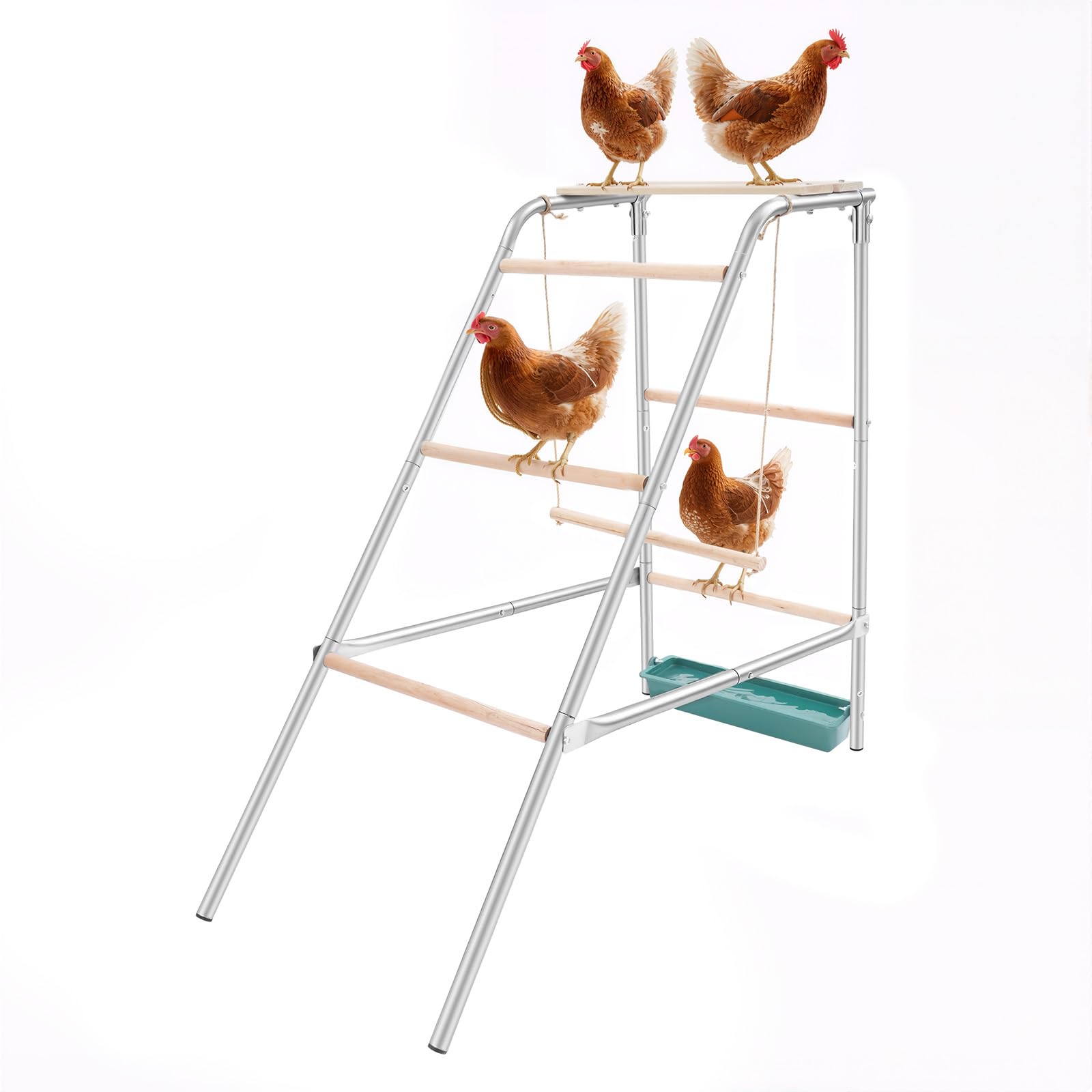 Poggiapiedi per pollaio con altalena e asta in legno, parco giochi con posatoi per fattorie, pollaio e luoghi di prova agricoli